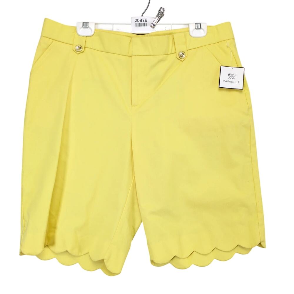 NWT Rafaella Classic Butter Yellow Shorts Women's 16 Scalloped Hem 37x10" Preppy